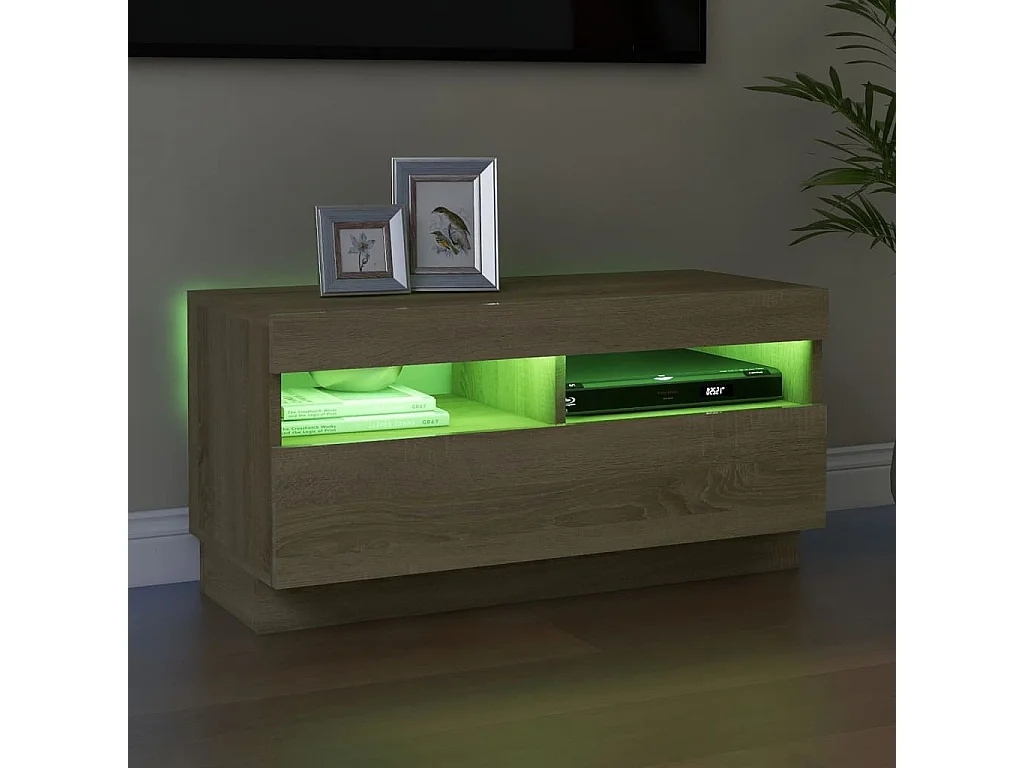 Mobile Porta TV con Luci LED Rovere Sonoma 80x35x40 cm