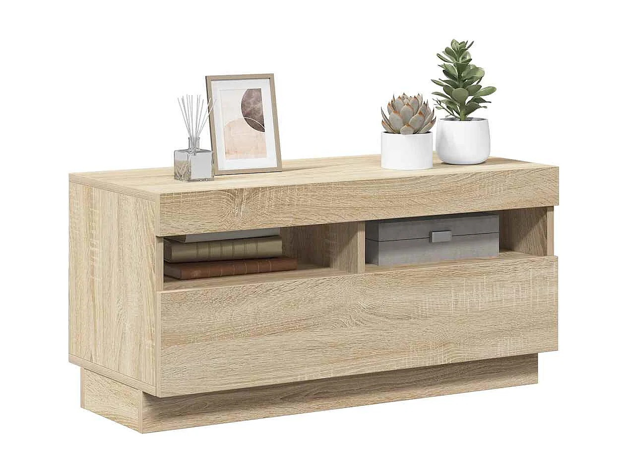 Mobile Porta TV con Luci LED Rovere Sonoma 80x35x40 cm