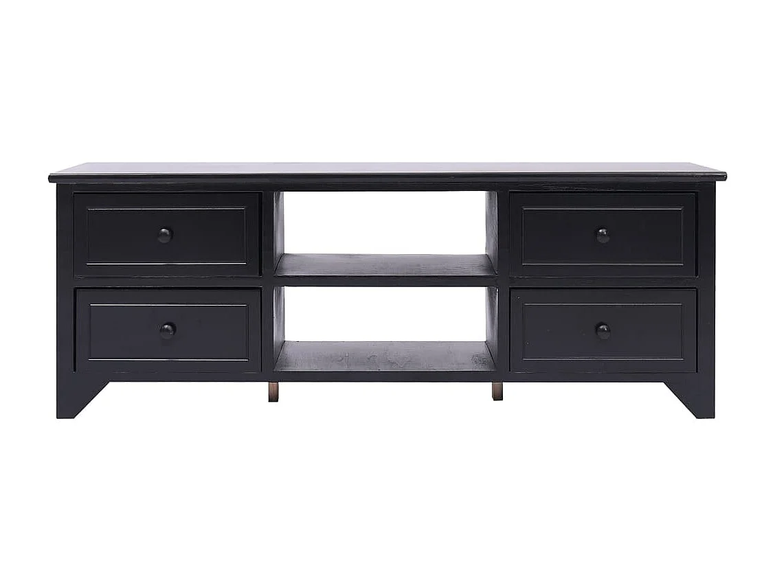 Meuble TV Noir 108x30x40 cm Bois de Paulownia solide