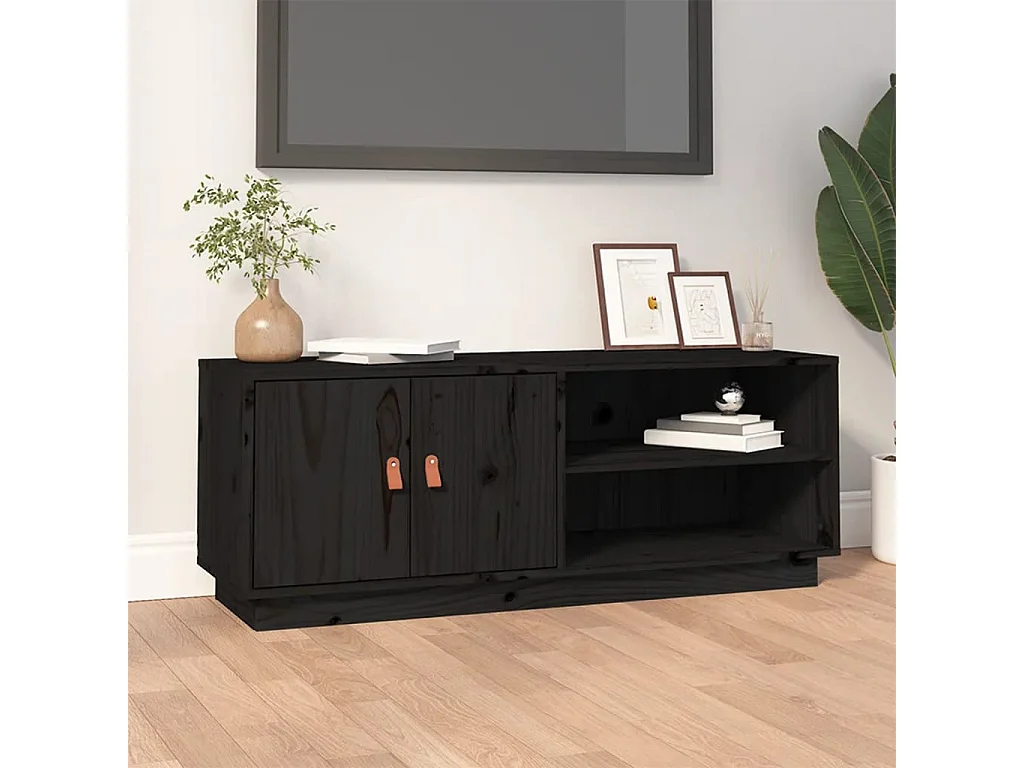 Tv-meubel 105x34x40 cm massief grenenhout zwart