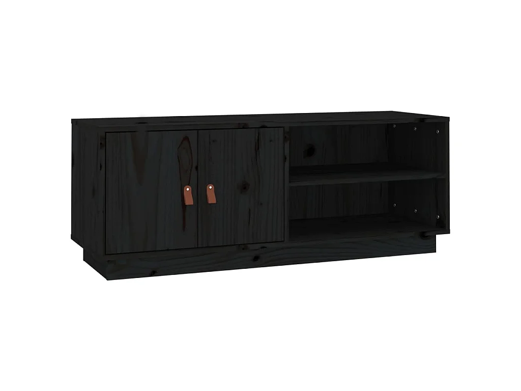 Meuble TV Noir 105x34x40 cm Bois de pin massif