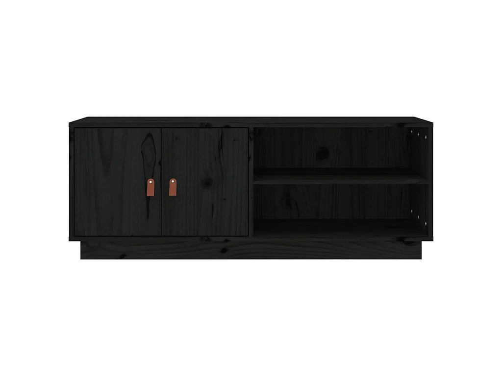 Mobile Porta TV Nero 105x34x40 cm in Legno Massello di Pino