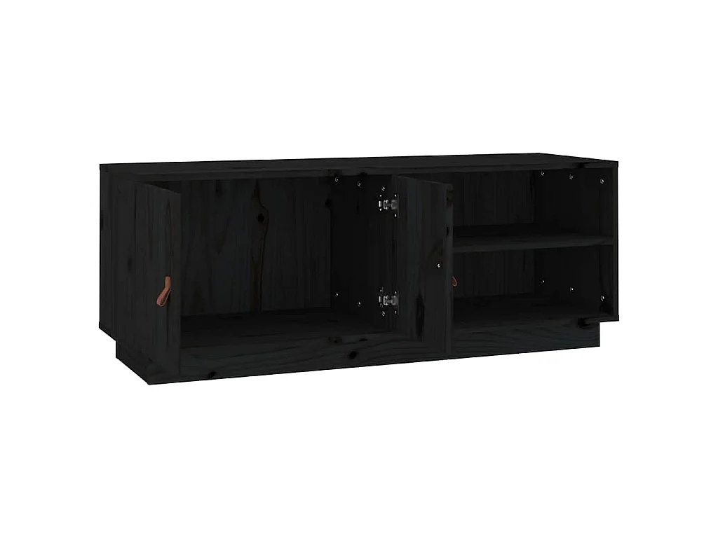 Mobile Porta TV Nero 105x34x40 cm in Legno Massello di Pino