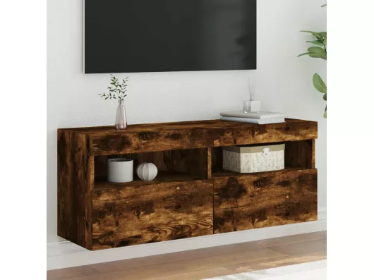 Kauf Unique TV-Wandschrank mit LED-Leuchten Räuchereiche 100x30x40 cm