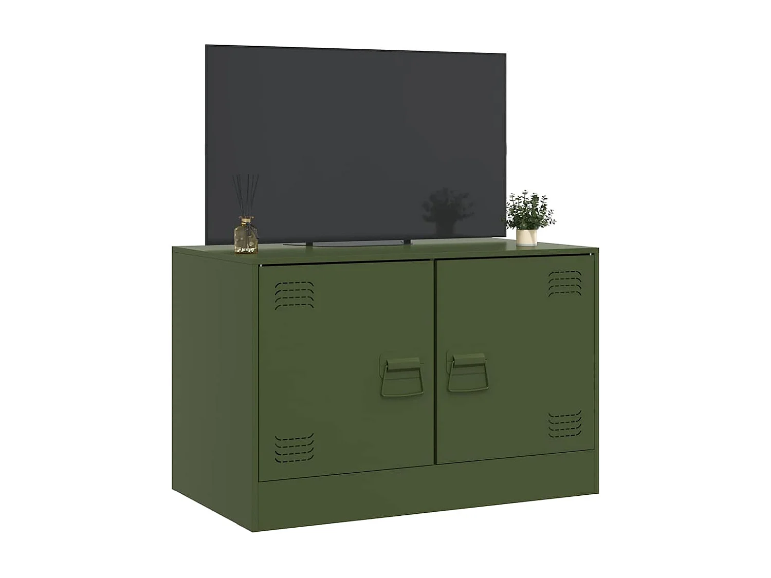 Meuble TV vert olive 67x39x44 cm acier