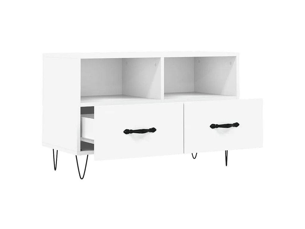Meuble TV Blanc 80x36x50 cm Bois d'ingénierie