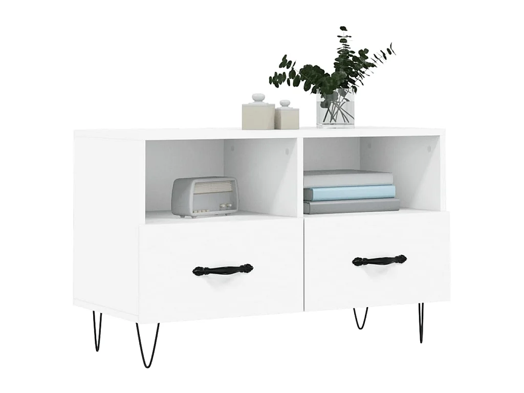 Meuble TV Blanc 80x36x50 cm Bois d'ingénierie