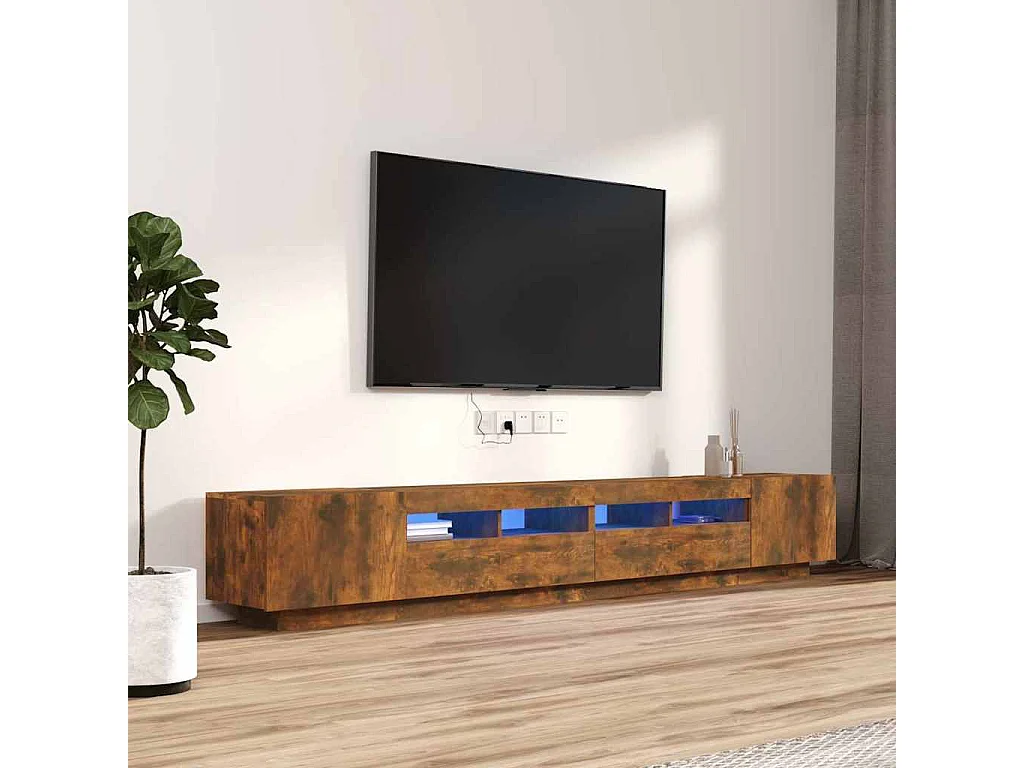 Ensemble de meubles TV avec lumières LED 3 pcs Chêne fumé
