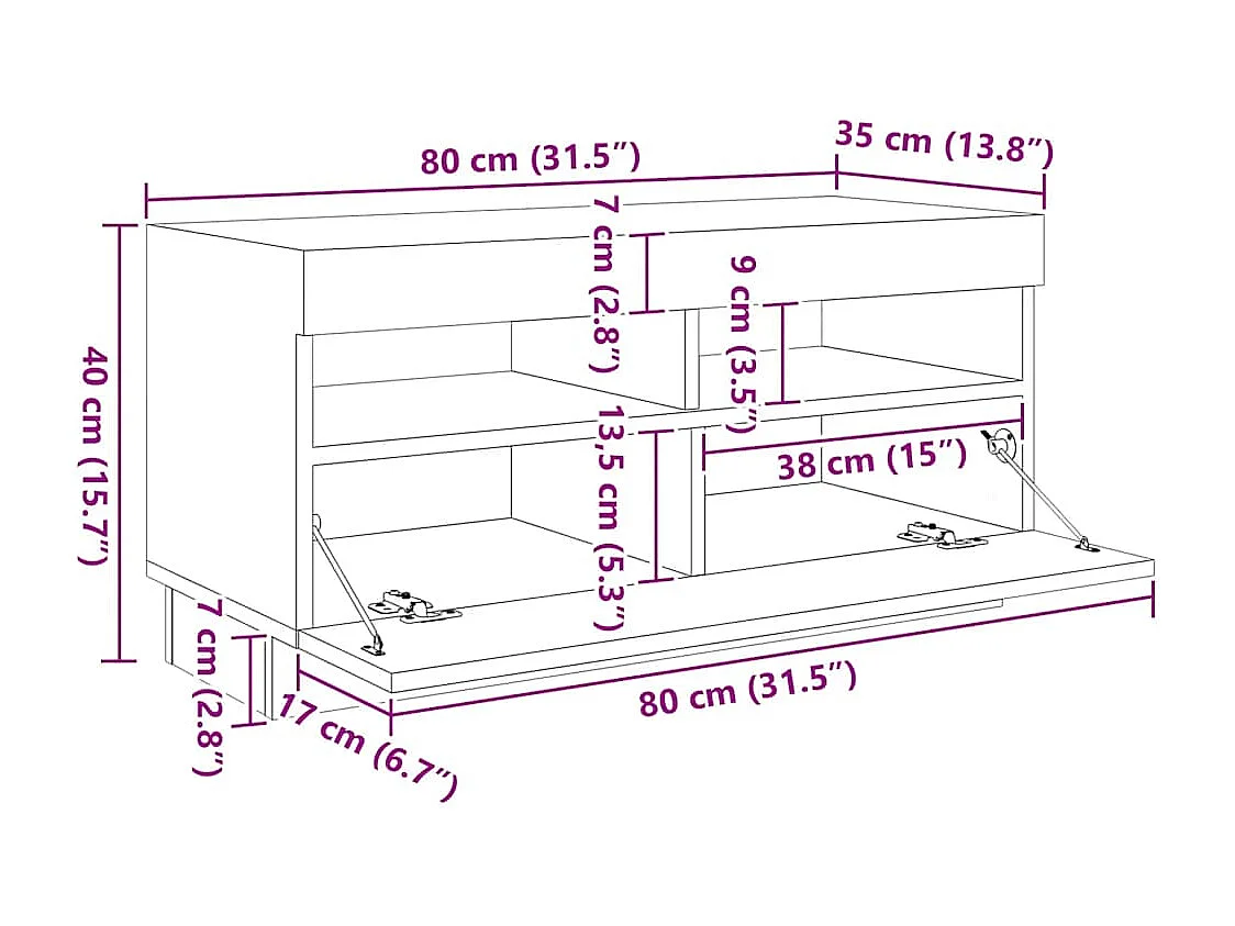 Ensemble de meubles TV avec lumières LED 3 pcs Chêne fumé