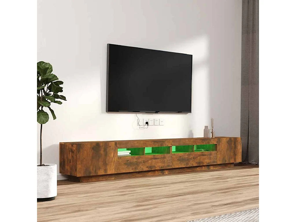 Ensemble de meubles TV avec lumières LED 3 pcs Chêne fumé