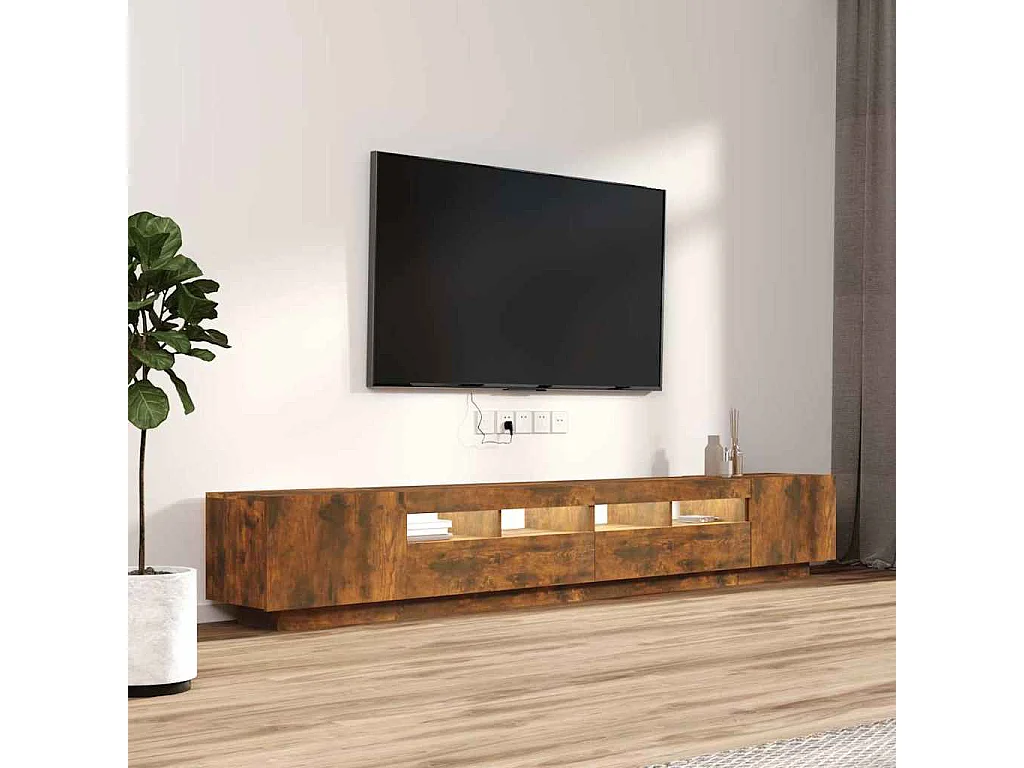 Ensemble de meubles TV avec lumières LED 3 pcs Chêne fumé