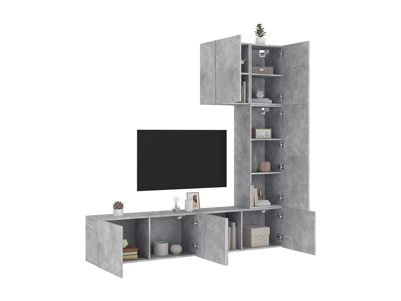 VidaXL Set di Mobili Porta TV 4 pz Grigio Sonoma in Legno Multistrato | Leroy Merlin