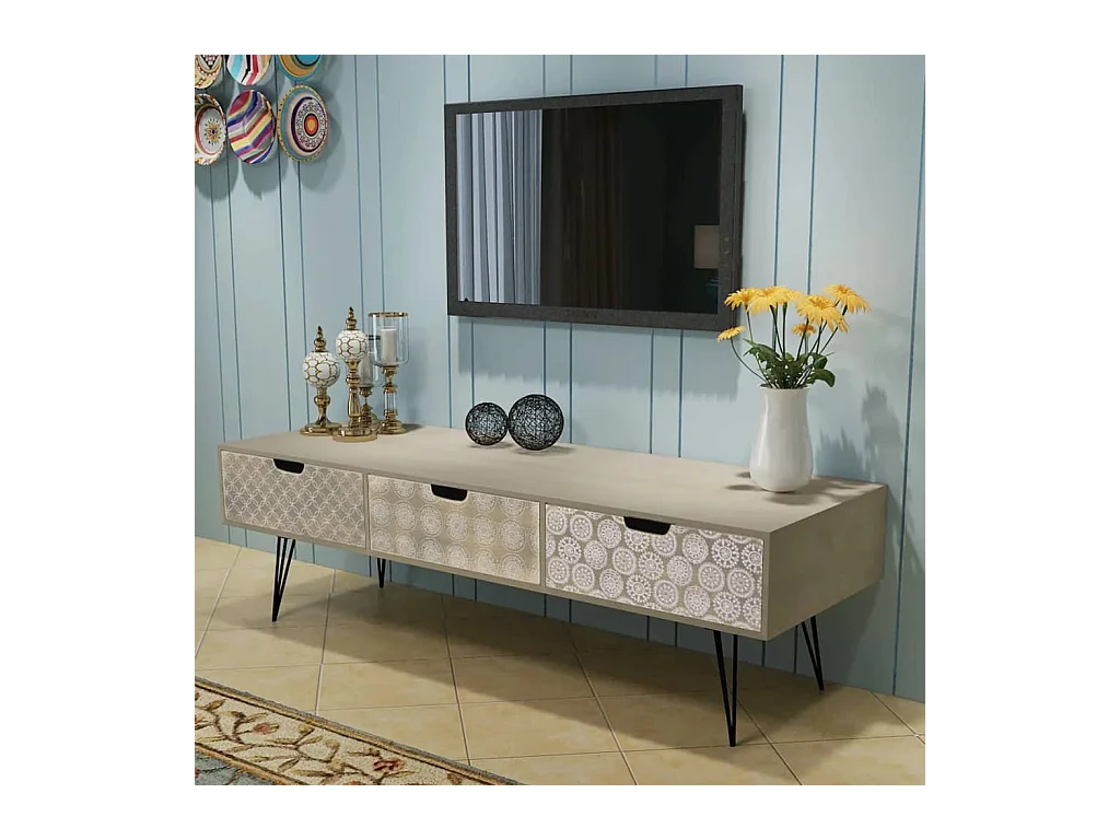 Mobile Porta TV con 3 Cassetti 120x40x36 cm Grigio