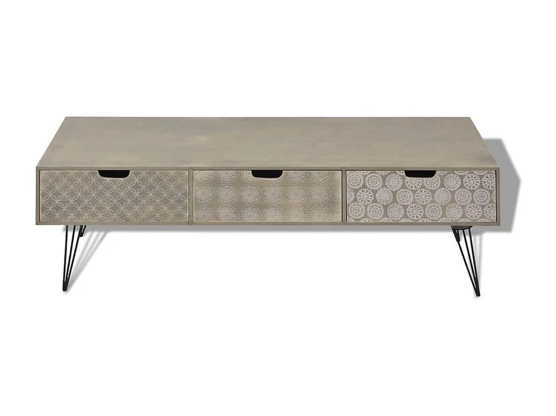 Meuble TV avec 3 tiroirs 120x40x36 cm gris