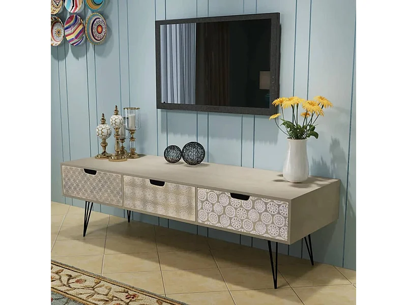 TV-Schrank mit 3 Schubladen 120x40x36 cm Grau