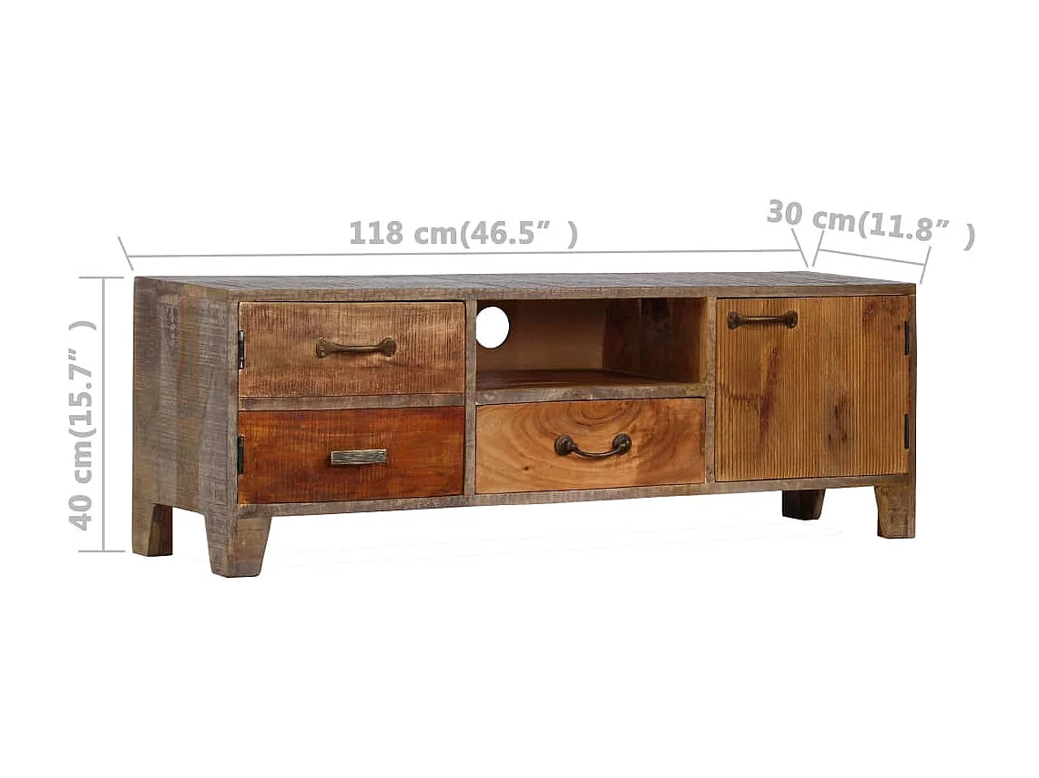 Meuble TV Bois massif Vintage 118 x 30 x 40 cm