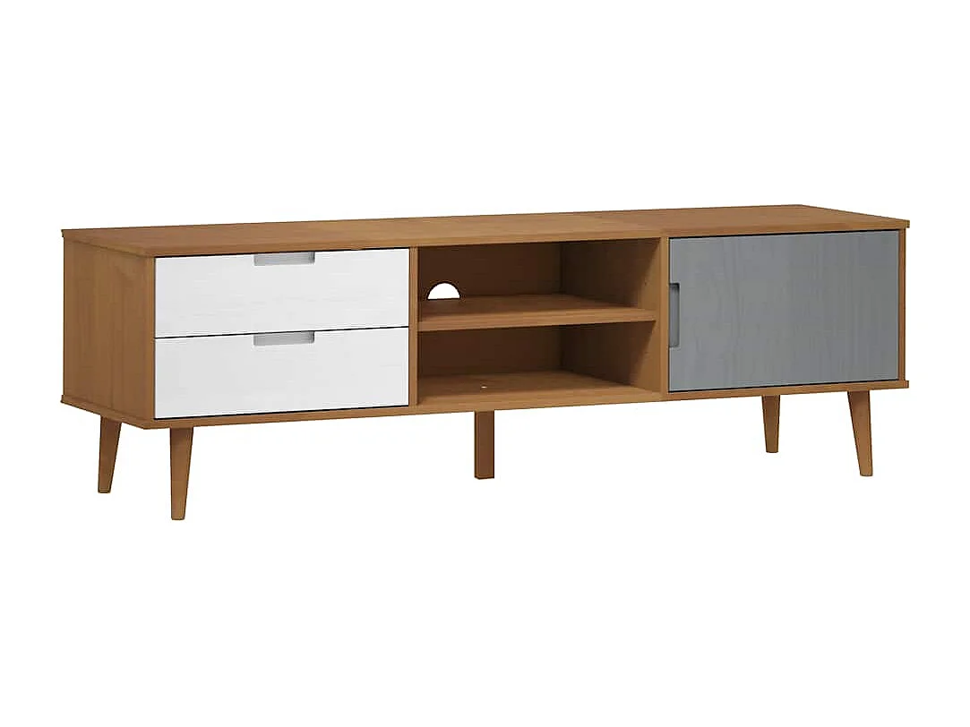 Mobile TV MOLDE Marrone 158x40x49 cm in Legno Massello di Pino