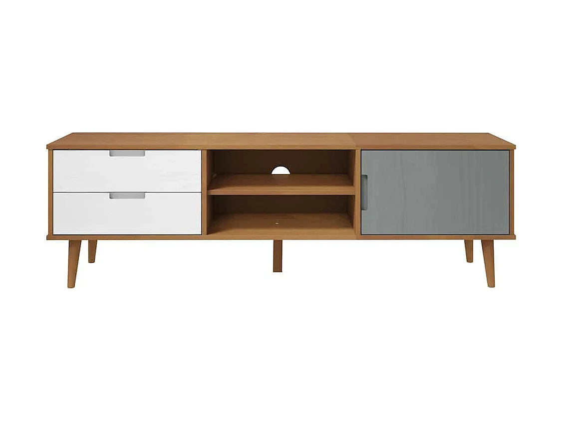 Mobile TV MOLDE Marrone 158x40x49 cm in Legno Massello di Pino