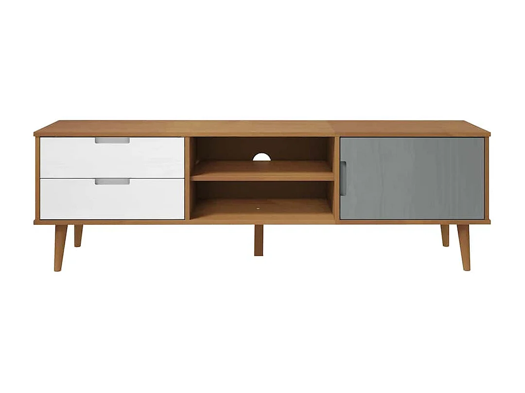 Mobile TV MOLDE Marrone 158x40x49 cm in Legno Massello di Pino