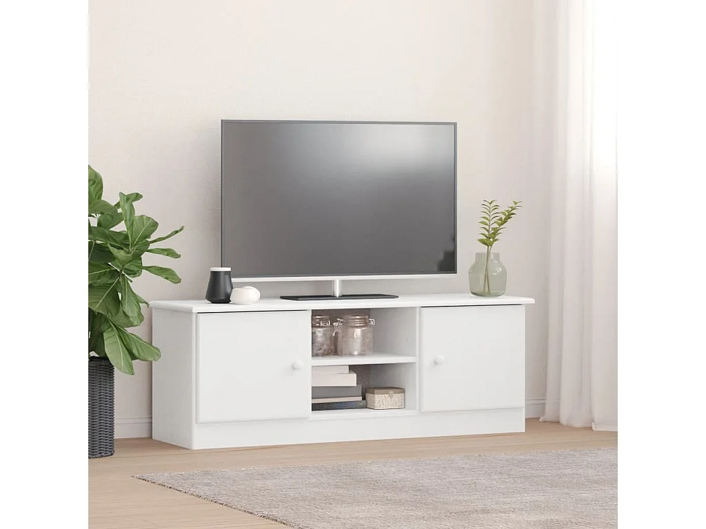Móvel de TV ALTA 112x35x41 cm madeira de pinho maciça branco