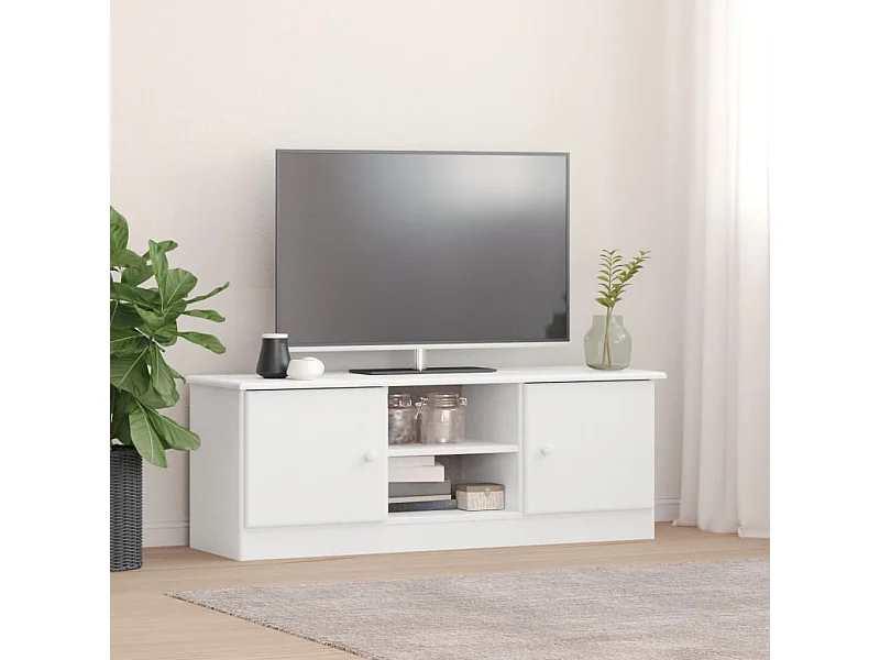 Móvel de TV ALTA 112x35x41 cm madeira de pinho maciça branco