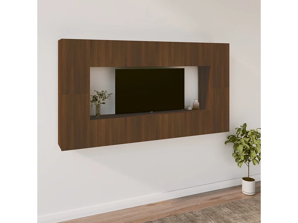 Ensemble de meubles TV 8 pcs Chêne marron Bois d'ingénierie