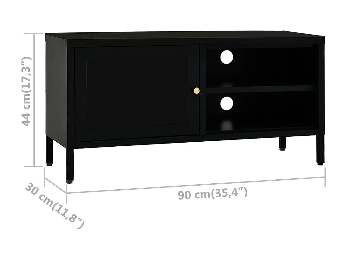 TV-Schrank Schwarz 90x30x44 cm Stahl und Glas