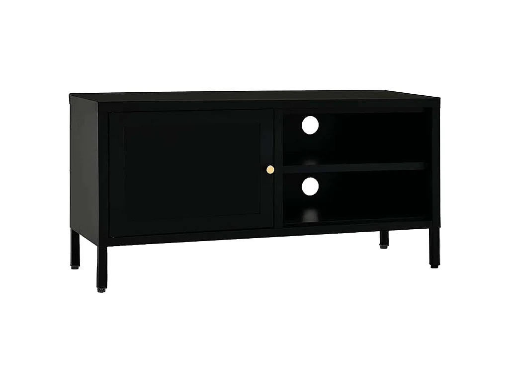 TV-Schrank Schwarz 90x30x44 cm Stahl und Glas
