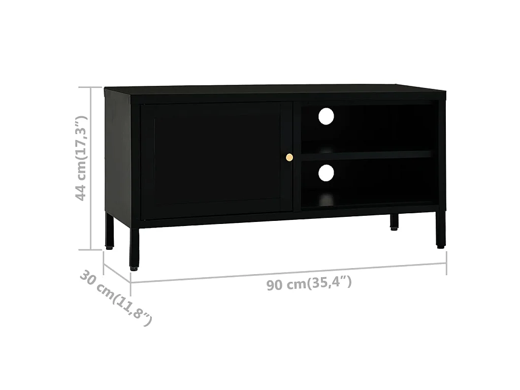 TV-Schrank Schwarz 90x30x44 cm Stahl und Glas