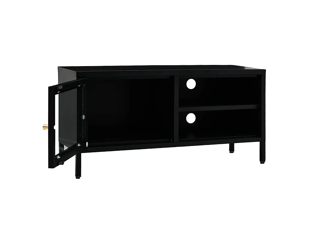 TV-Schrank Schwarz 90x30x44 cm Stahl und Glas