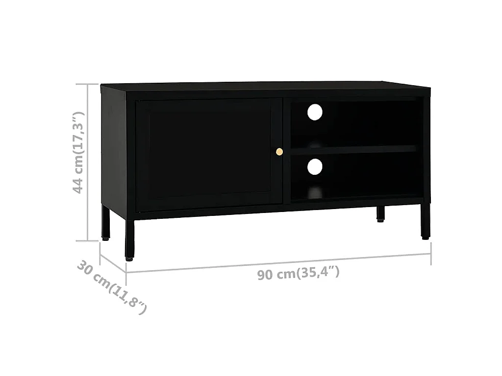 TV-Schrank Schwarz 90x30x44 cm Stahl und Glas