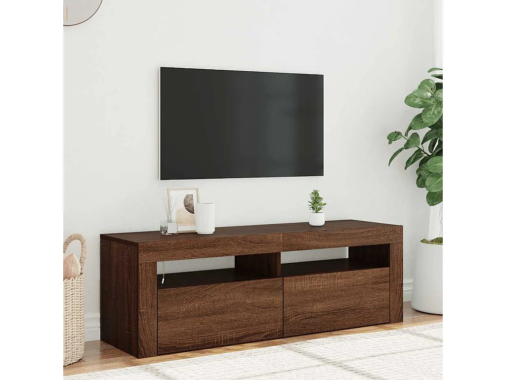 Meuble TV avec lumières LED chêne marron 120x35x40 cm