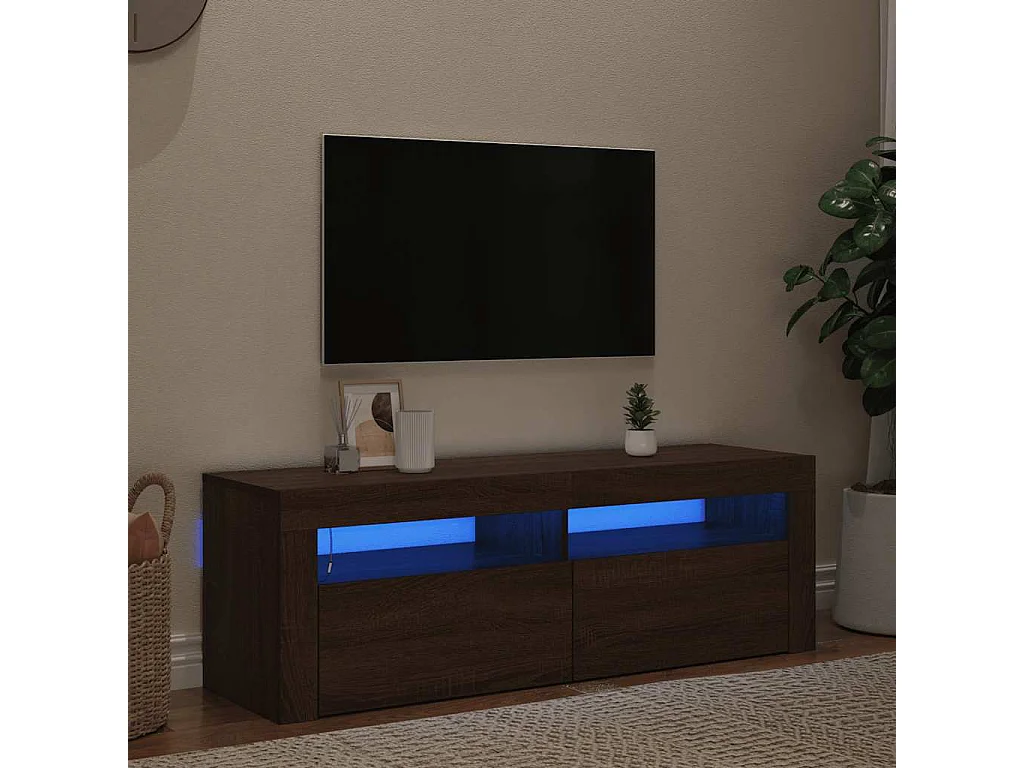 Meuble TV avec lumières LED chêne marron 120x35x40 cm
