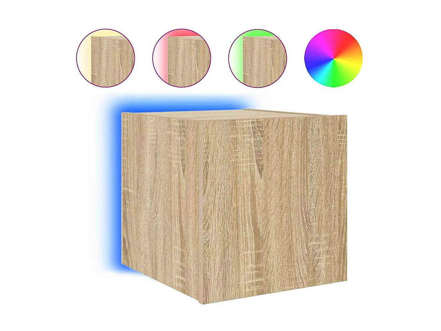 Móvel de parede p/ TV c/ luzes LED 30,5x35x30cm carvalho sonoma