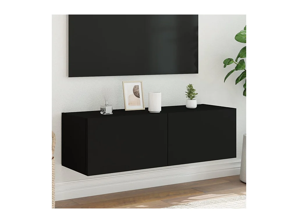 Tv-wandmeubel met LED-verlichting 100x35x31 cm zwart