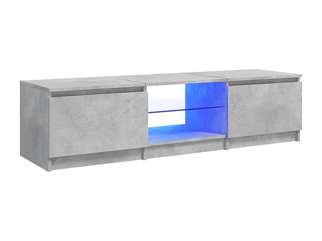 Meuble TV avec lumières LED gris béton 140x40x36 cm