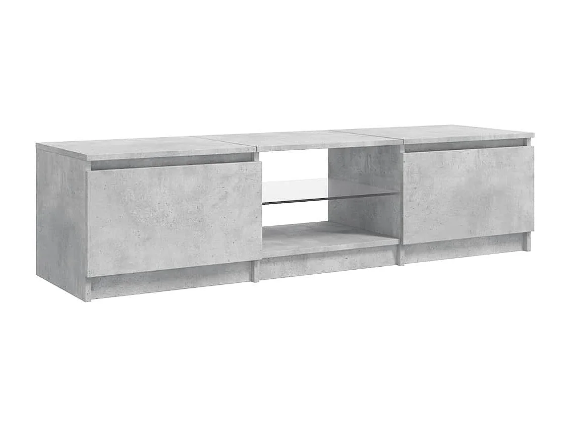 Meuble TV avec lumières LED gris béton 140x40x36 cm