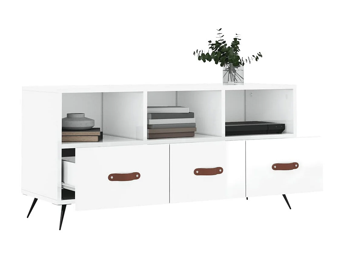 Meuble TV Blanc brillant 102x36x50 cm Bois d'ingénierie