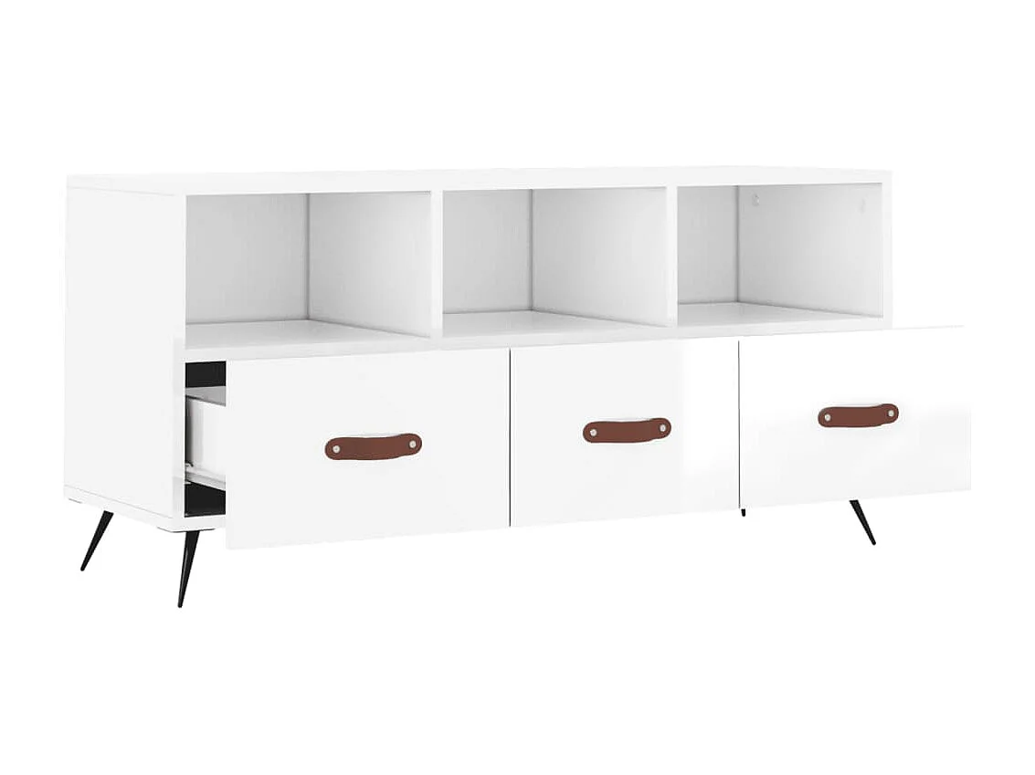 Meuble TV Blanc brillant 102x36x50 cm Bois d'ingénierie
