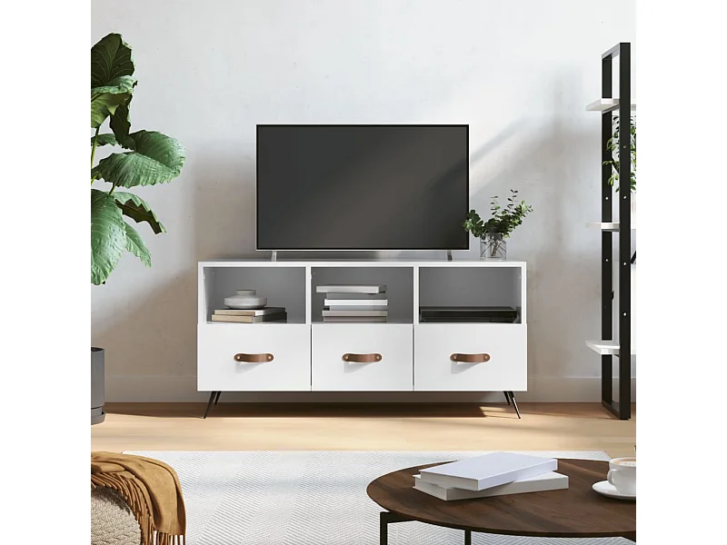 Meuble TV Blanc brillant 102x36x50 cm Bois d'ingénierie