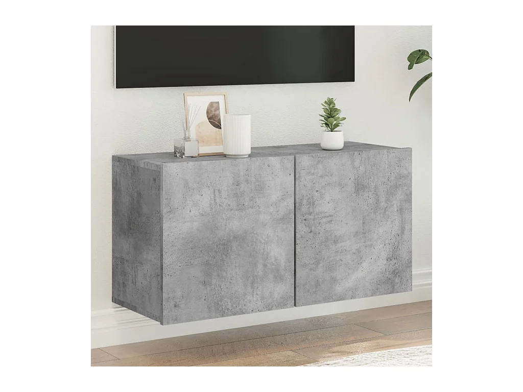 Meuble TV mural gris béton 80x30x41 cm