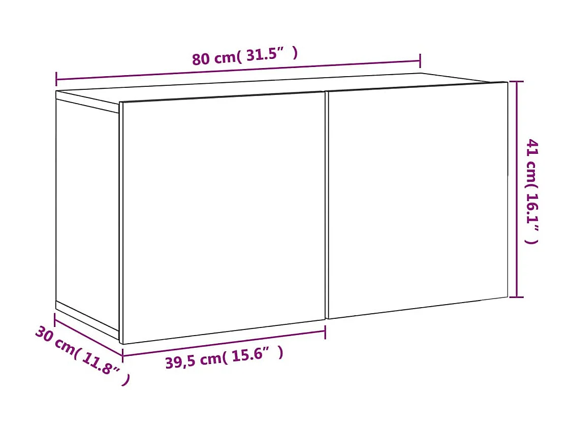 Meuble TV mural gris béton 80x30x41 cm
