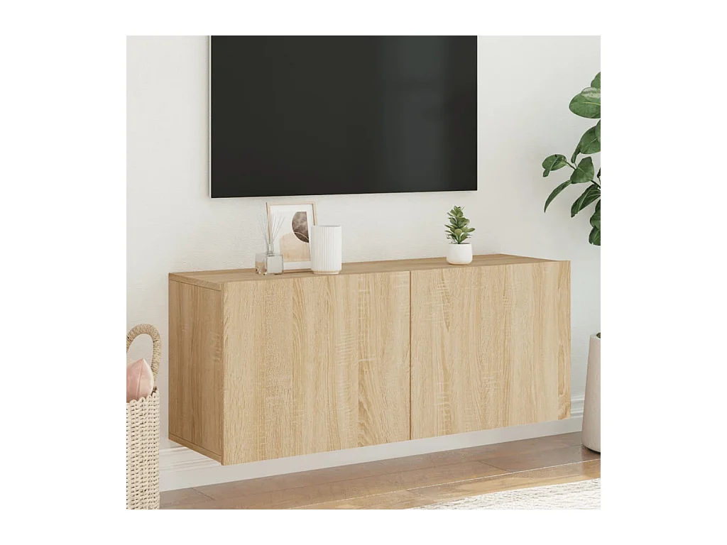 Meuble TV mural chêne sonoma 100x30x41 cm