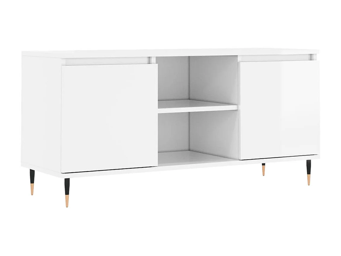 Móvel de TV 104x35x50 cm derivados de madeira branco brilhante