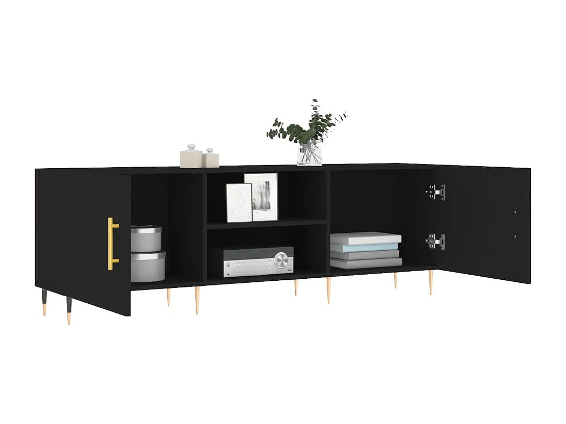 Mobile Porta TV Nero 150x30x50 cm in Legno Multistrato