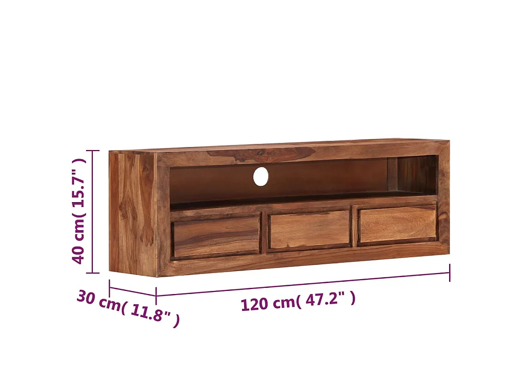 Móvel de TV 120x30x40 cm madeira acácia maciça