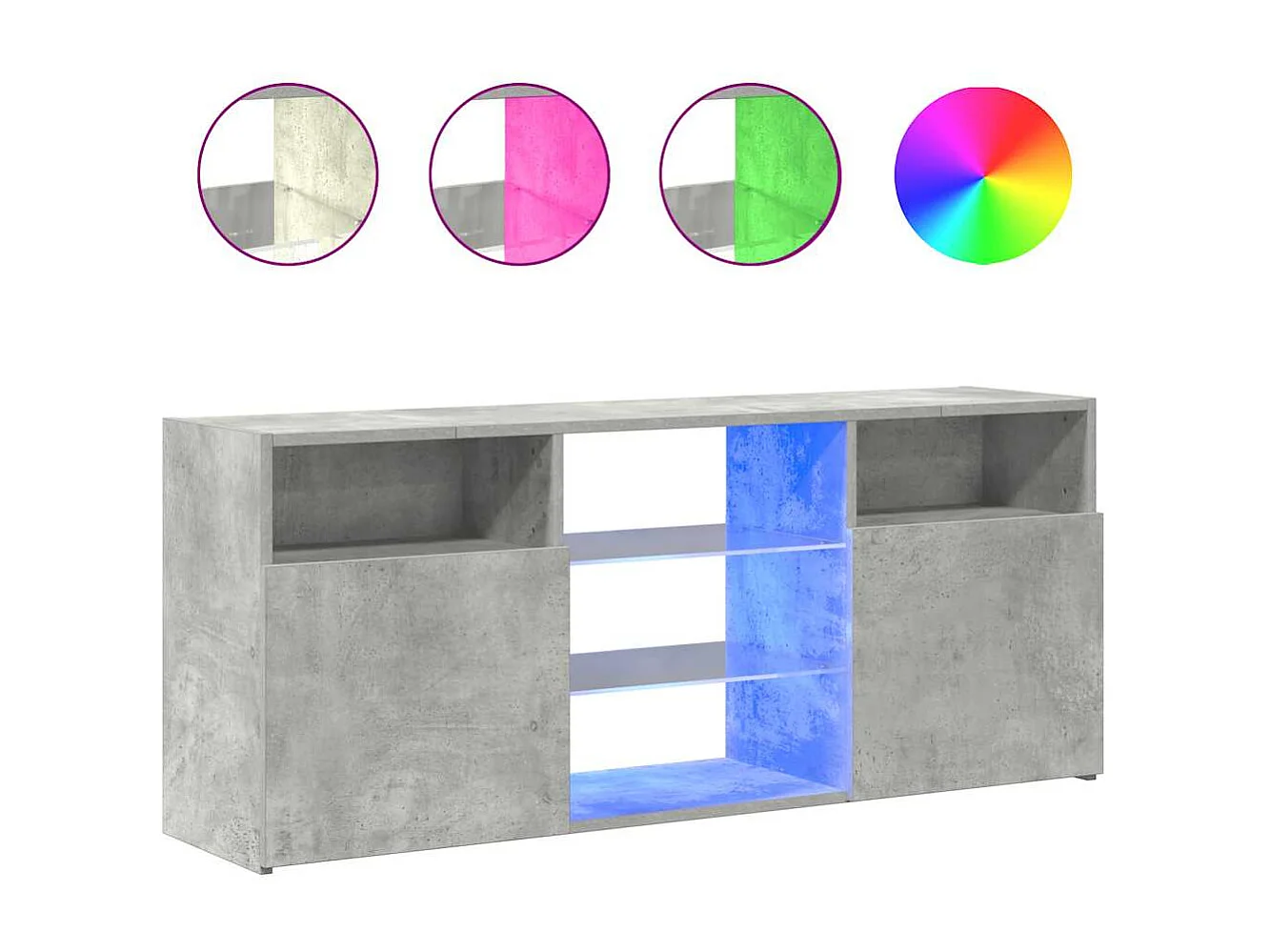 TV-Schrank mit LED-Leuchten Betongrau 120x30x50 cm