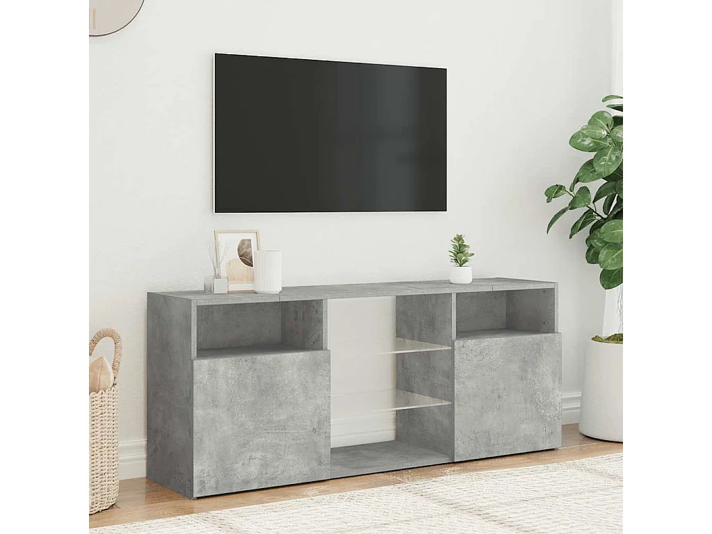 TV-Schrank mit LED-Leuchten Betongrau 120x30x50 cm