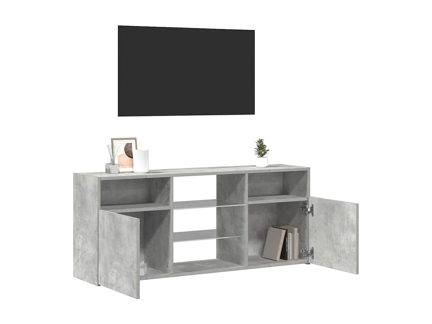 TV-Schrank mit LED-Leuchten Betongrau 120x30x50 cm