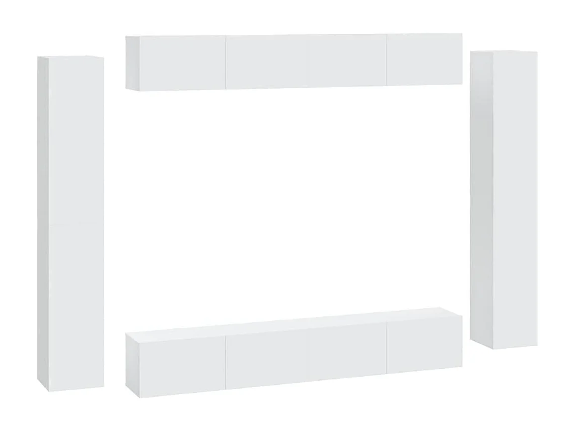 Set Mobili Porta TV 8pz Bianco in Legno Multistrato